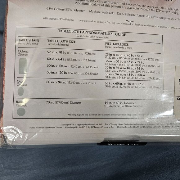 Vint JC Penney Tablecloth Table Linen Rectangle Oblong Pink 60x104" Floral Decor - Picture 10 of 11